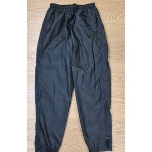 Vtg Foot Locker Track Pants Mens L Black Drawstring Waist Zip Ankle Parachute